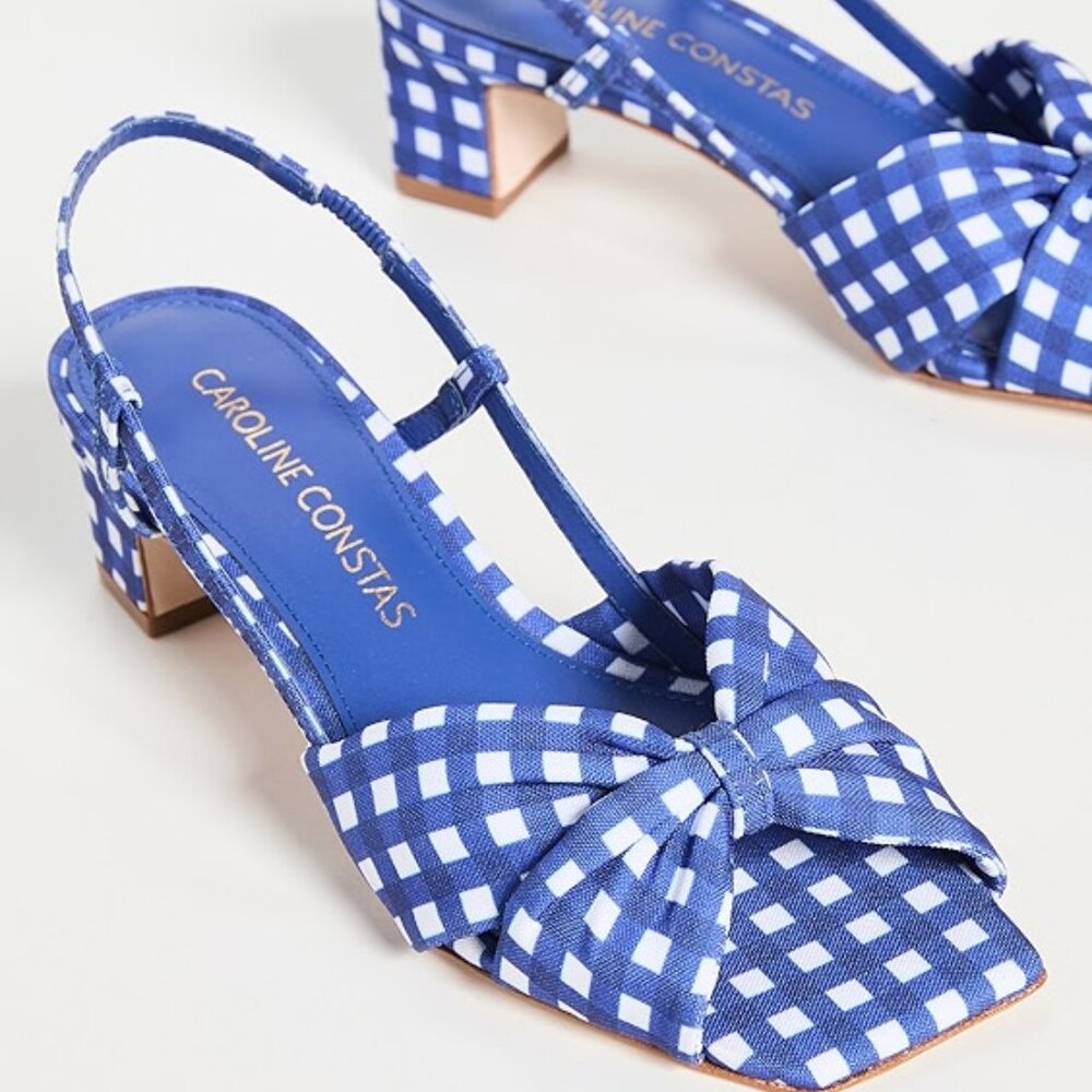 Caroline Constas Beck Sandal - Size 11 41 - Blue Gingham Slingback